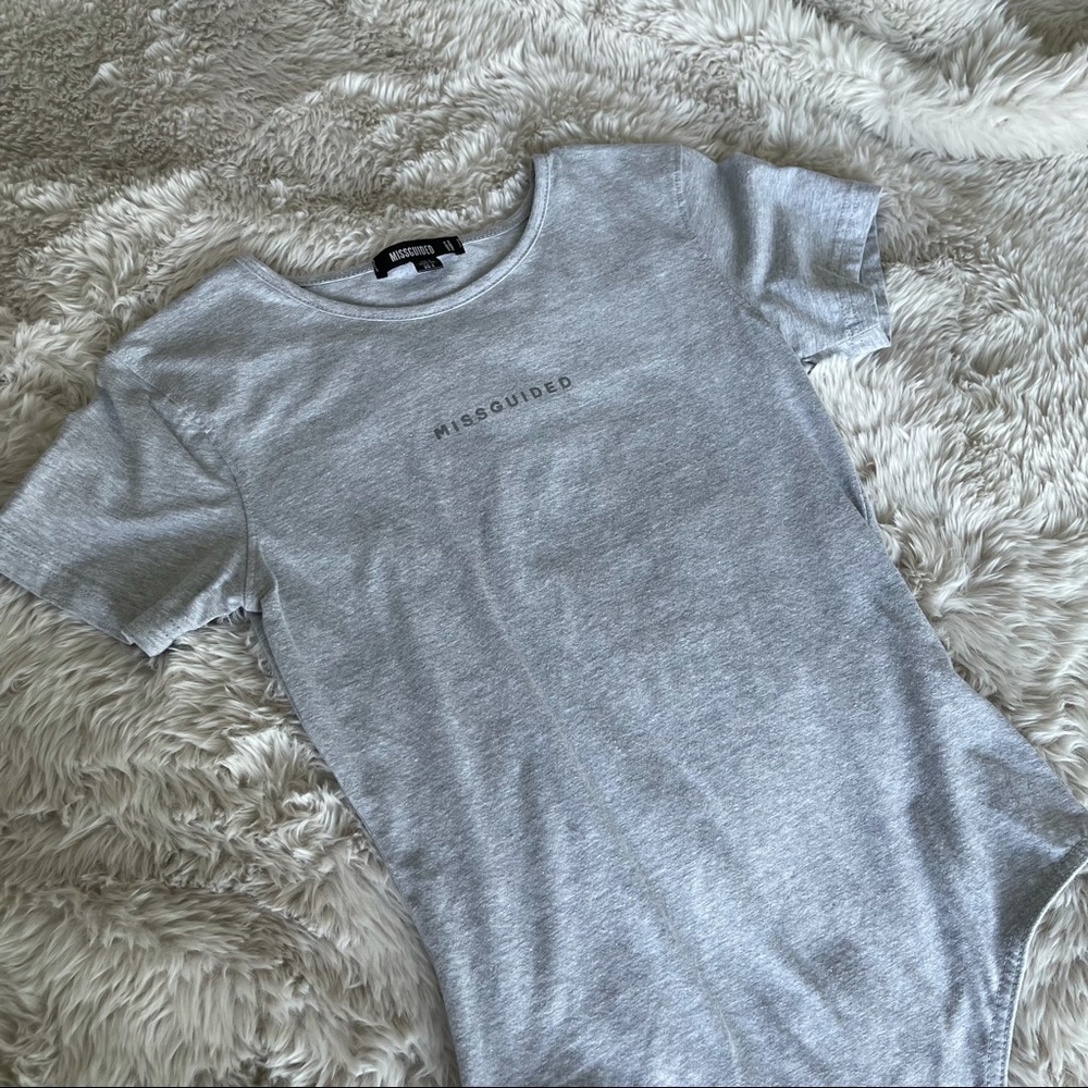 3/$15 NWOT⚡️🖤 MISSGUIDED Grey Branded Bodysuit